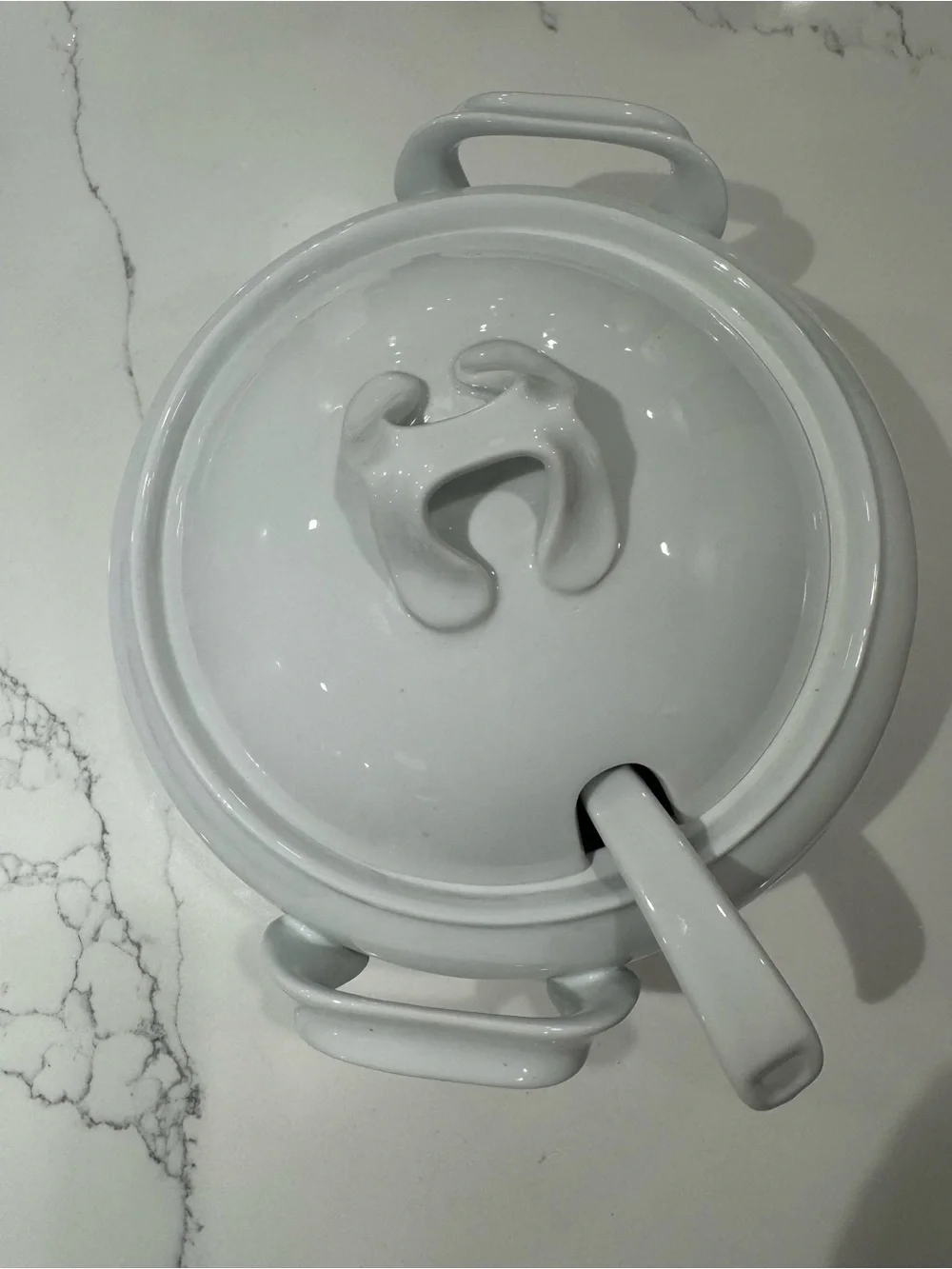 Crate&Barrel White Ceramic Soup Tureen with Ladle